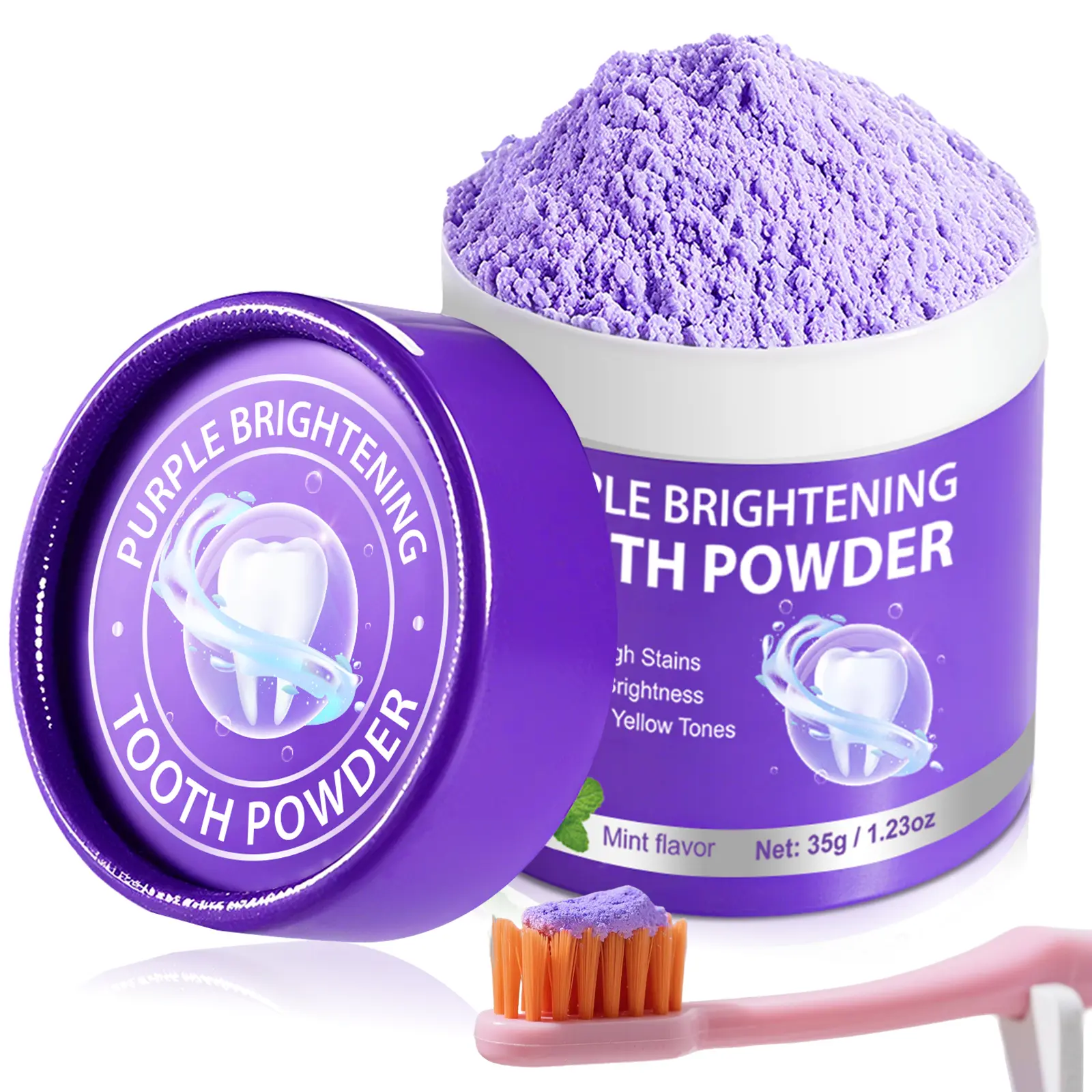Sefudun Whitening Teeth Brightening Tooth Powder 35g, Teeth Whitener Powder, Effective Teeth Cleaning, Natural Ingredients, Gentle on Gums, Suitable for Daily Use, Teeth Brightener