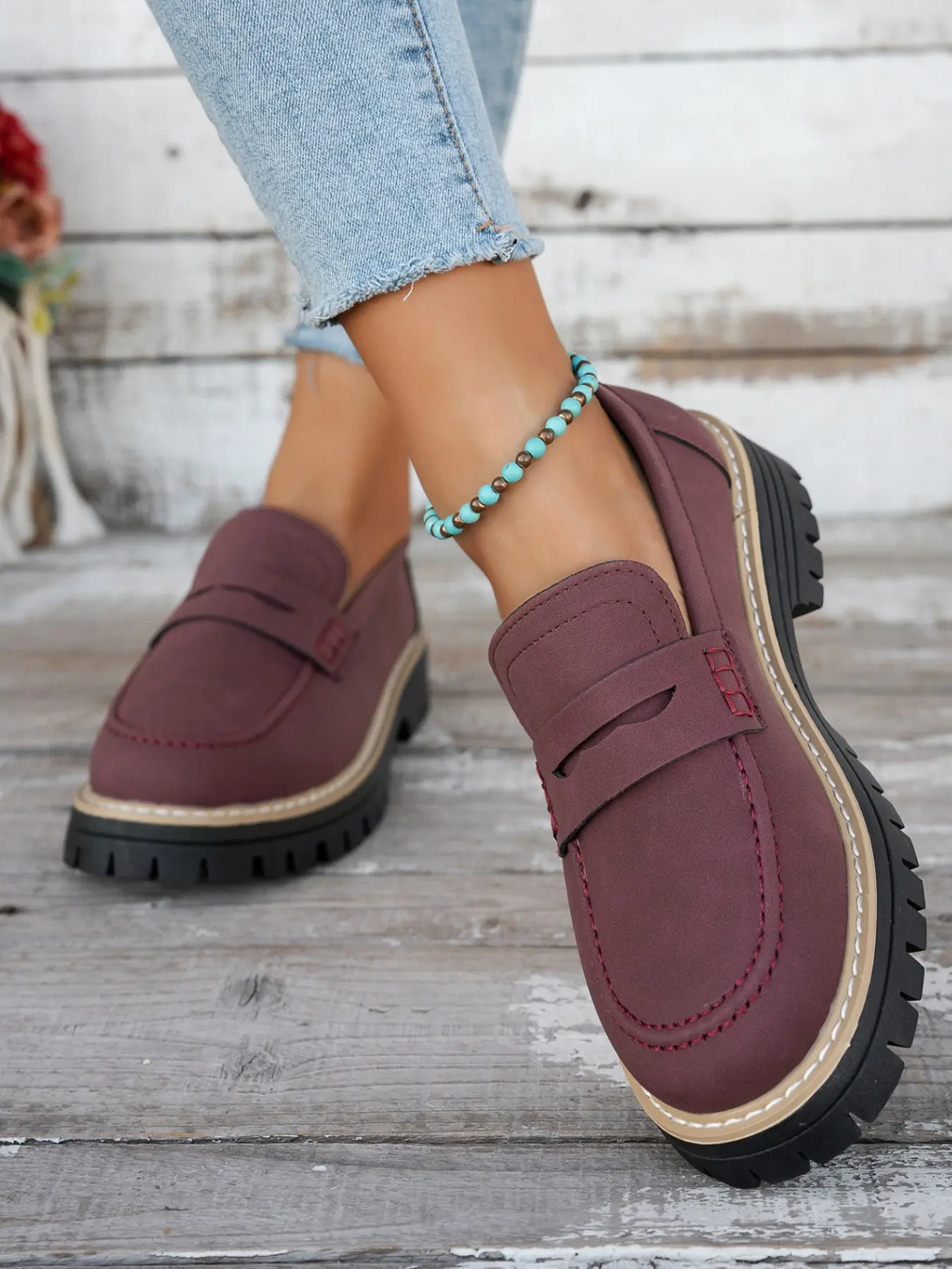 Women's Thick Sole Rubber Loafers, Comfortable Shoes, Wide Round Toe Slippers, Casual Fashionable Flats, Modern Style All-Season Footwear, Versatile Flat Shoes
