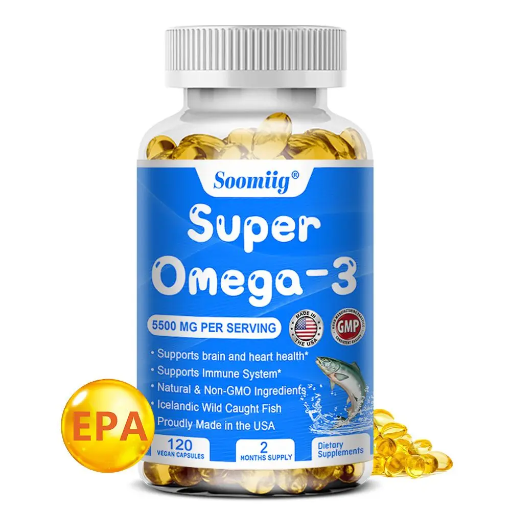 Soomiig Omega-3 Fish Oil and Krill Oil Health Supplement - Supports Brain and Heart Health - Supports Immune System Health -  120 Capsules
