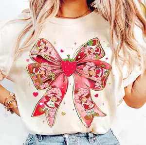 Coquette Berry Sweet Girl Cartoon T-Shirt, Friend Gift Shirt, Best Friends Forever, Holiday Summer 2025 Vibes, Strawberry Shortcake Shirt, Full Color