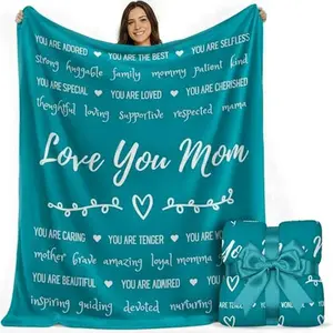 Mom Blanket 50"x60" in Gift Ready Packaging | for International Women's Day | Cozy Dyed Fleece Throw Blanket by FiloEstilo - Best Mom Ever Gift for Couch or Bed | Special Present from Daughter or Son