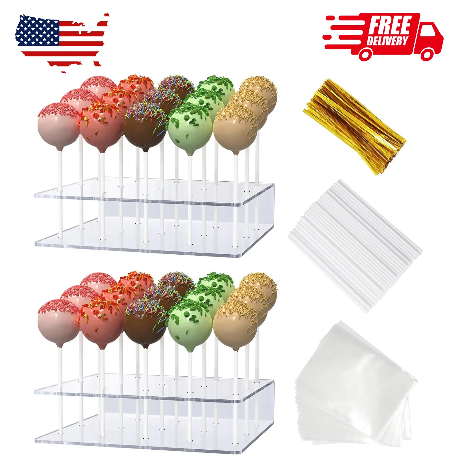 2 Pack Cake Pop Stand with Sticks Kit