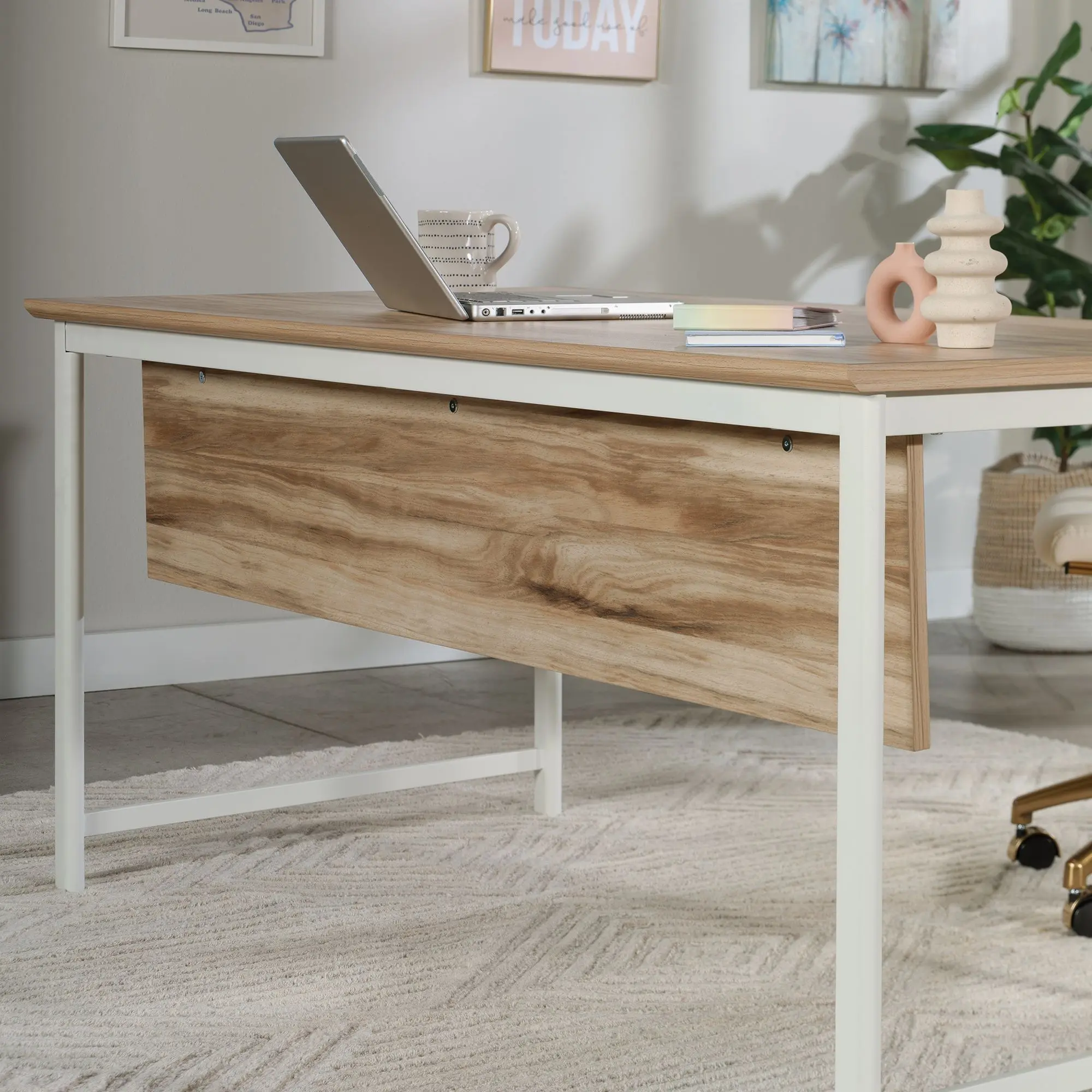 Bergen Circle Modesty Panel 72" Modern Office Desk with Spacious Tabletop & Sturdy Metal Frame for Home & Office Use