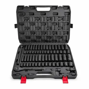 1/2" Drive Impact Socket Set, TikTokShopBlackFriday, 65 Piece Socket Set SAE 3/8" to 1-1/4" and Metric 10-24mm, 6 Point Cr-V Alloy Steel for Auto Repair, Rugged Construction, Easy-to-Read Size Markings, Storage Case Heavy Duty