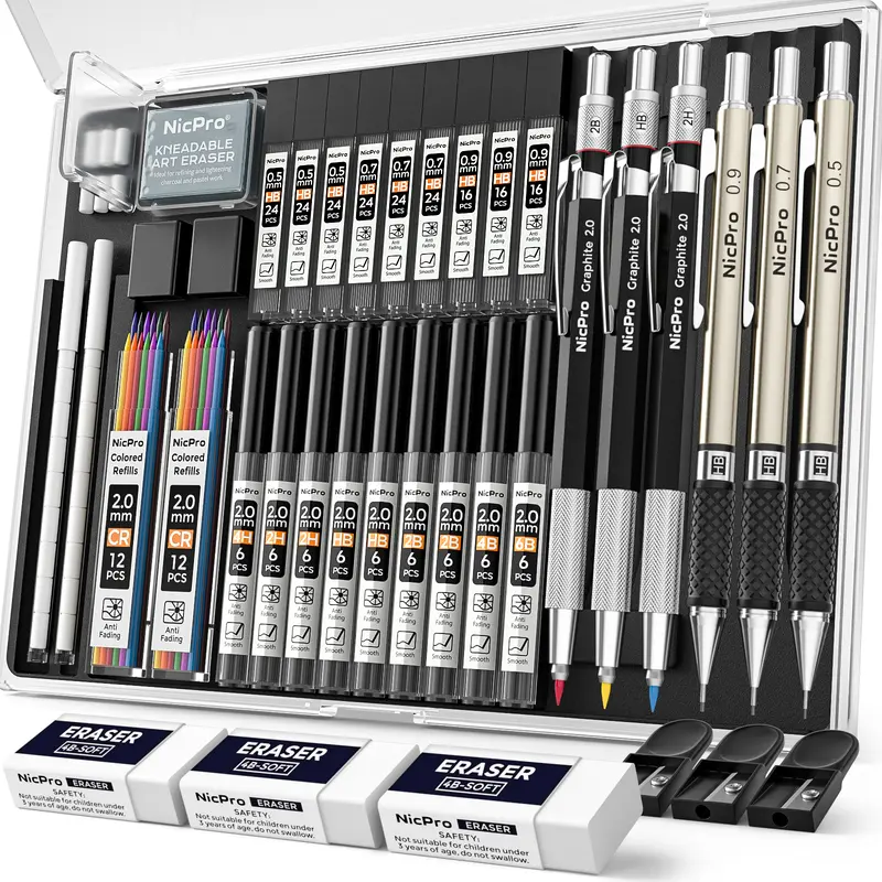 Nicpro 6 Stuks Mechanische Potloden Set, 3 2 Mm Loodhouder 2B HB 2h Koppeling Voortstuwen Tekenpotlood 0 5 0 7 0 9 Voor Schrijven Schetsen Tekenen Met 12 Buisvullingen Etui 1011929954 Nicpro 6 Stuks Mechanische Potloden Set, 3 2 Mm Loodhouder 2B HB 2h Koppeling Voortstuwen Tekenpotlood 0 5 0 7 0 9 Voor Schrijven Schetsen Tekenen Met 12 Buisvullingen Etui 1011929954