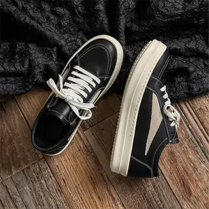 UOSO Men'S Retro Low Top Inverted Triangle Sneakers |   Thick Sole, Versatile High Street German Training Shoes, Trendy, All-season, Fabric Upper and Sole, Zipper Closure
