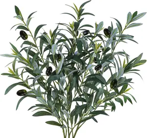 3 Pcs 23.6" Tall Artificial Olive Branches with 261 Leaves Lifelike Faux Eucalyptus Plant Stems for Floral Arrangements Vases Bouquets Wreaths Centerpieces Wedding Holiday Greenery Home Decor