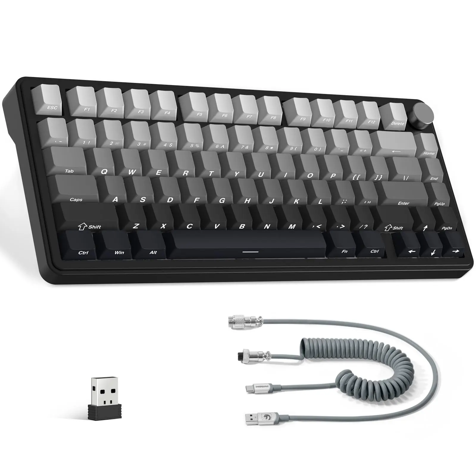 X85 75% Illuminated Mechanical Keyboard, Ergonomic, Durable, Tactile Feedback Keyboard, Wireless with Cherry Profile PBT Keycaps, Custom RGB Gaming with Coiled Cable for Win/PC/MAC, Lighted, Wired Keyboard