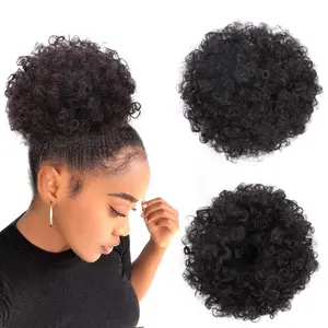 Afro Puff Drawstring Ponytail Kinky Curly Bun Hair Synthetic Short Extensions Hairpieces Updo Hair for Black Women Girls