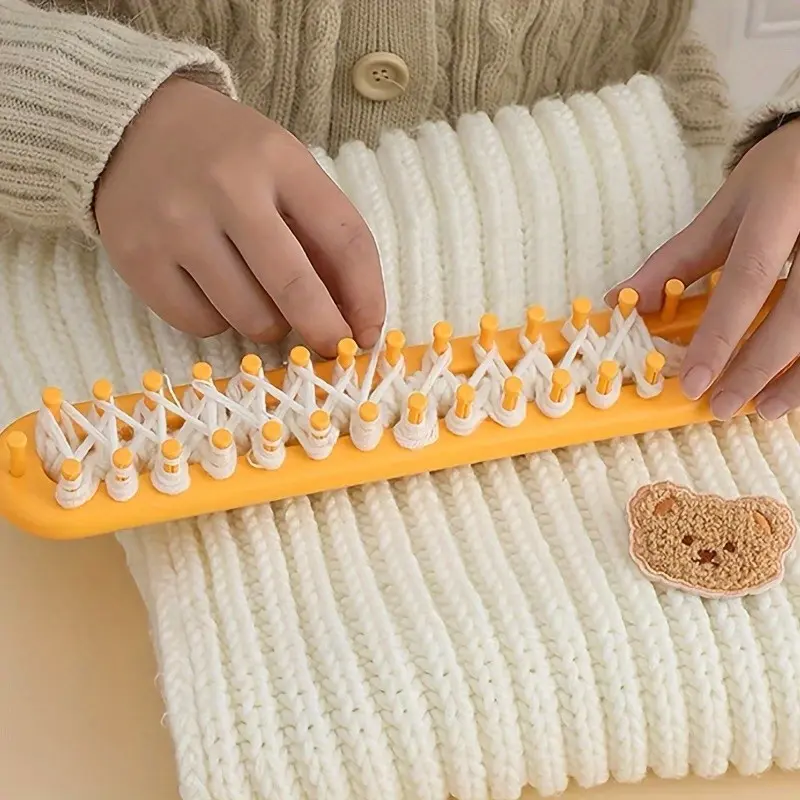 [DIY Rectangular Knitting Machine] 8pcs DIY Knitting Loom Kit for Beginners - Easy-to-Use Handheld Yarn Weaver, Rectangular Knitting Machine with Random Color Accessories, Perfect for Scarves & Sweaters Crafting