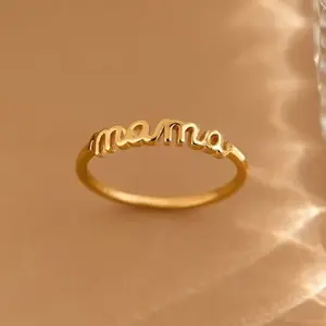 Dainty Gold "mama" Script Ring | 14K Gold Plated Minimalist Mama Ring | Perfect Mother's Day Gift for Mom