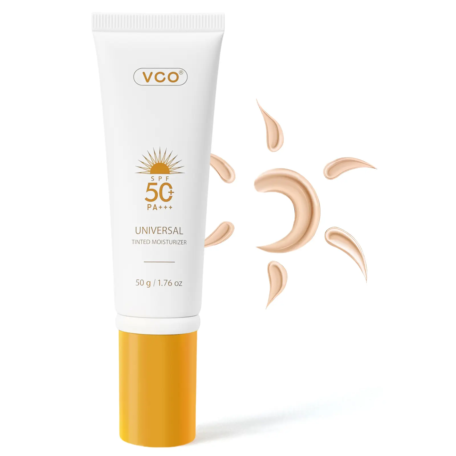 VGO-New Upgraded Universal Tinted Moisturizer with SPF 50+ Earthy yellow liquid It can be used as foundation liquid-A sunburn prevent sunscreen waterproof sunscreen