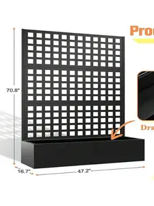 【Christmas Gift】Metal Planter Box With Diamond Lattice Trellis Planter Box For Climbing Plants/Vines, Galvanized Raised Garden Bed On Wheels, Garden Bed With Trellis