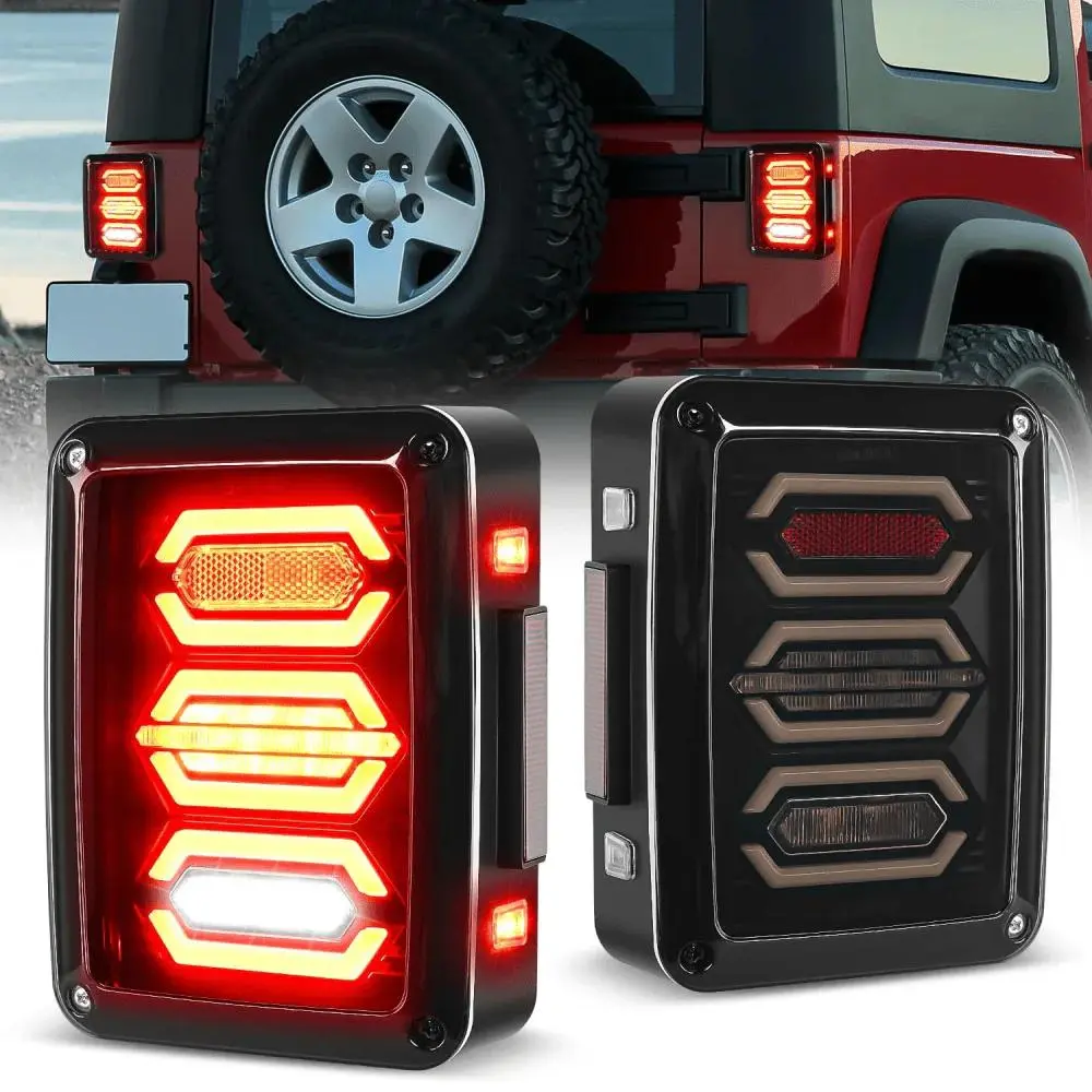 Nilight 2007-2018 Jeep Wrangler JK JKU Red White Tail Lights, Car Light, Blinker Lights #SummerVibes Led Beacon Vehicle