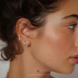 Chunky Gold Geometric Drop Earrings for Women S925 Sterling Silver French Style Marquise Zircon Dangle Earrings Minimalist Elegant Party Jewelry Gift