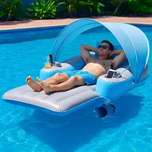 Motor Pool Float, Rechargeable Motorized Floats with Cup Holder – Heavy Duty Electric Lounger Raft for Adults & Kids, Pool, Lake & Party Use