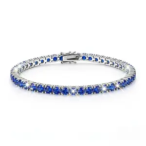 EJG Full Diamond Cut Cubic Zirconia Tennis Bracelet 925 Sterling Silver Adjustable Stackable Christmas Gifts for Wife Girlfriend Hypoallergenic Everyday Sparkle Jewelry