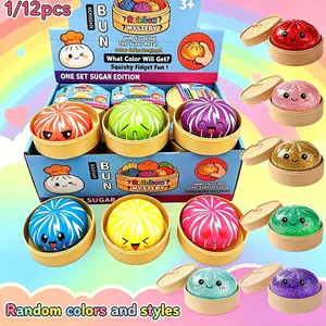 1/12 Piece Set - New Steamed Bun Style for Relieving Stress, Soft, Sticky, Fluffy, Pinchable, Rebound, Healing, Relieving Stress, Fun Toy for Home Work, Fishing, Relaxation, Creative Birthday and Festival Gift (Random Color and Style+Steamer)