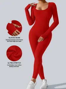 Women's High Elasticity Yoga Jumpsuit, Sleeveless Round Neck Long, Washable All-Season Fitness Jumpsuit, Workout Jumpsuits, Durable Sporty Casual Wear, Sporty Comfy Jumpsuit