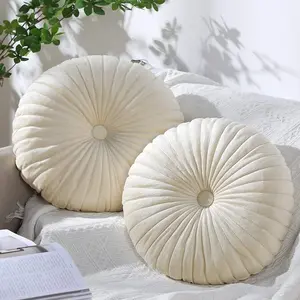Round Pumpkin Seat Cushion – Soft Plush Throw Pillow, Solid Color Floor Cushion for Chair, Sofa & Bedroom Decor