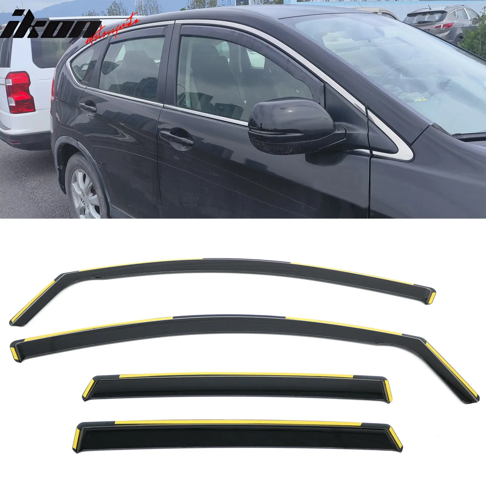 Side Window Visor for Honda CR-V 2012-2016 Black In-Channel Deflectors