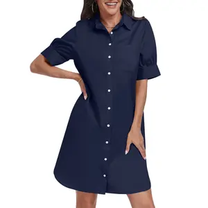 ANRABESS Women's Shirt Dress Short Sleeve Casual Summer Button Down Tunic Dresses with Pockets