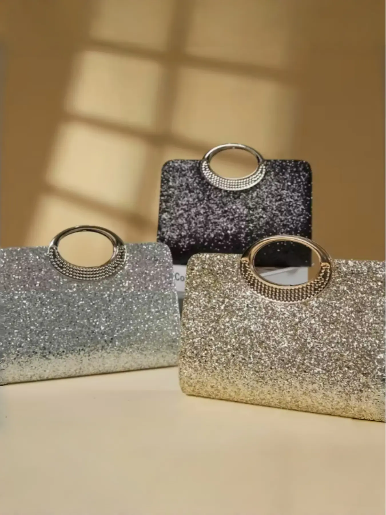 Women's Elegant Glitter Evening Bag, Luxurious Party Clutch, Glittery Clutch Bag, Perfect for Weddings, Parties, Birthdays, Bridal Events, All Seasons