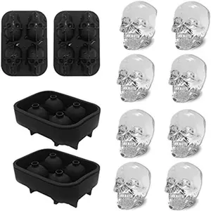 Skull Silicone Ice Cube Mold-2 Pack 1.9″ Easy Release Flexible Silicone Freezer Tray, Reusable Ice Cubes Mold for Party Cocktails Champagne and Drinks