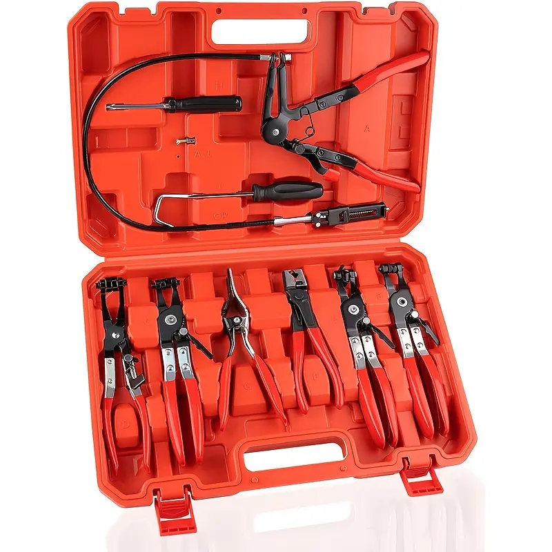 【DealsForYouDays】9-Piece Hose Clamp Pliers Toolkit, Automotive Long-Distance Spring Wire Clamp Remover Set, Long Reach Tool for Water Hose, Automotive Coolant Radiator Heater, Flat Band Pliers clamp removal tool shop essentials caliper filter trim