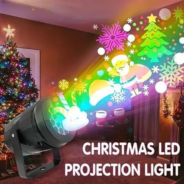 Christmas Projector Light - 16-Pattern Slides, Multicolor LED, Adjustable Rotatable Mount Bracket, Dynamic Effects, IP65 Waterproof Outdoor Projection Lamp for Christmas Party, Garden, Wedding Decor
