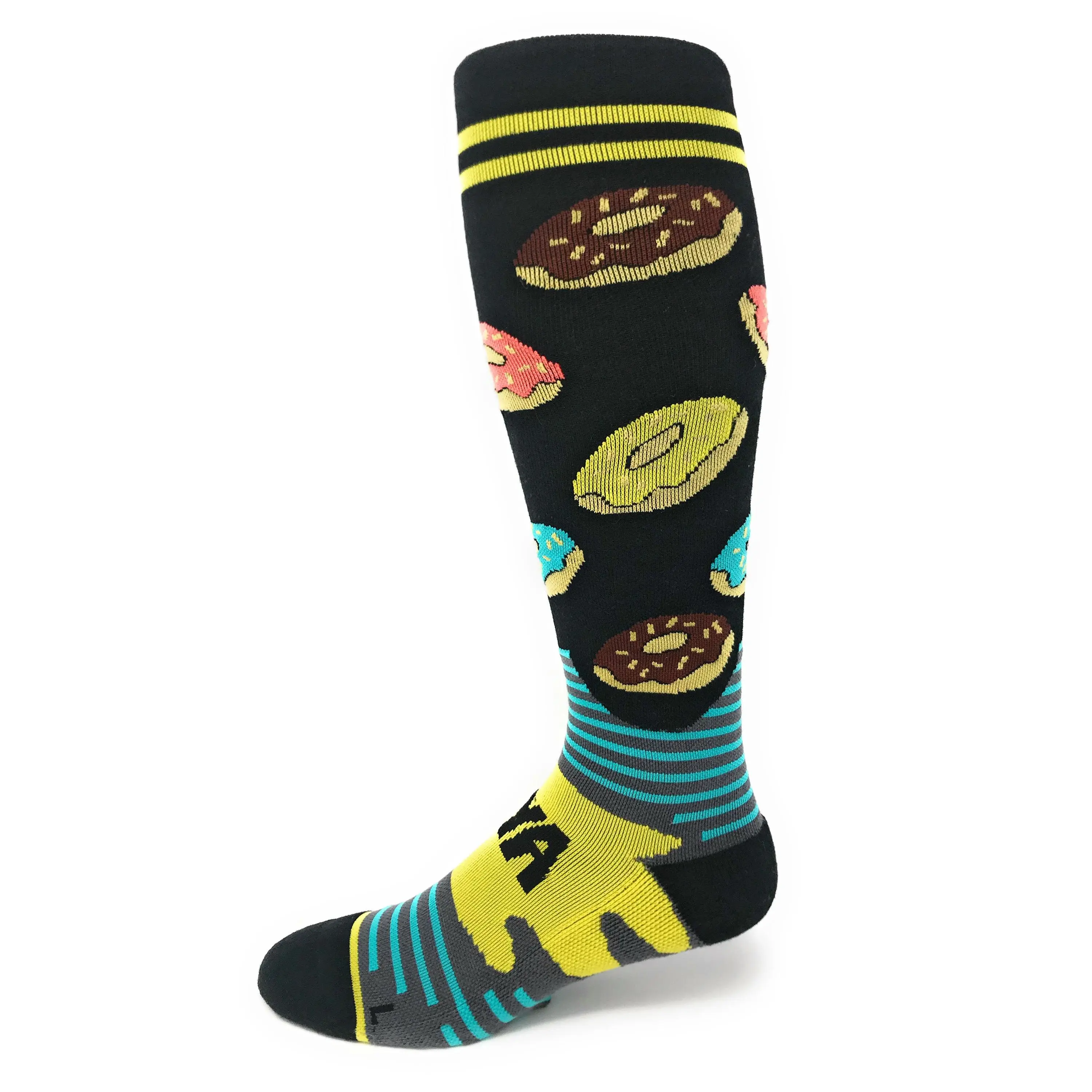 Unisex Novelty Compression Calf High Socks, Funny Sports Cotton Socks, Donut Magic
