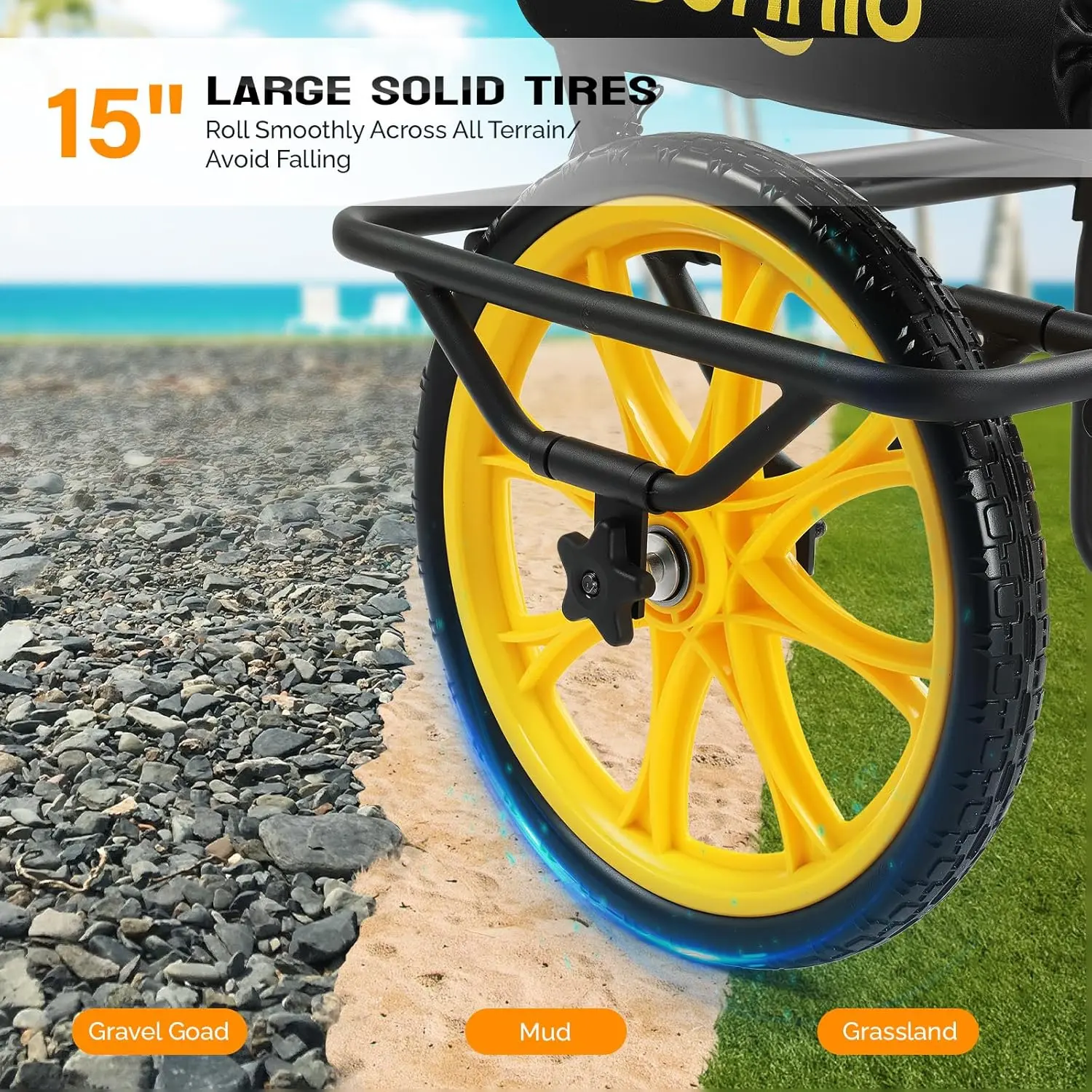 OutvitaPro Canoe Kayak Cart, All-Terrain Trolley Carrier with 15" Large Solid Wheels, 330lbs Heavy Duty Transport Kayak Trolley, Adjustable 4 Postions (8.66"-19.69") to Fit Small Boats Summervibes
