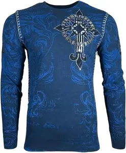 Blue Xtreme Couture by Affliction Men's Thermal Shirt Hercules - DARKER SIDE Biker MMA S-2X
