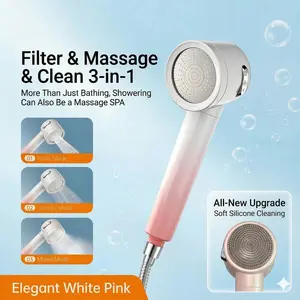 CELLE Filtered Shower Head with Silicone Scalp Massager – Perfect Mother’s Day Gift, Hard Water Softener Filter to Nourish Mom’s Hair & Soothe Dry Skin, High Pressure Handheld Shower Head (3 Spray Modes)