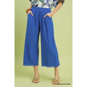 UMGEE Cerulean Frayed Wide-Leg Pants