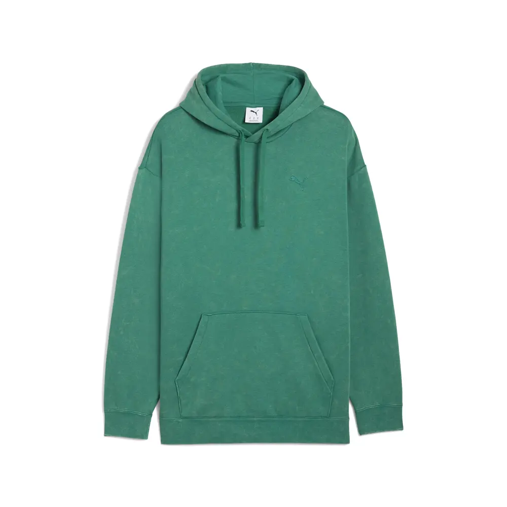 PUMA Mens Elevated Essentials Acid Wash Fleece Hoodie Casual Outerwear Casual - Green