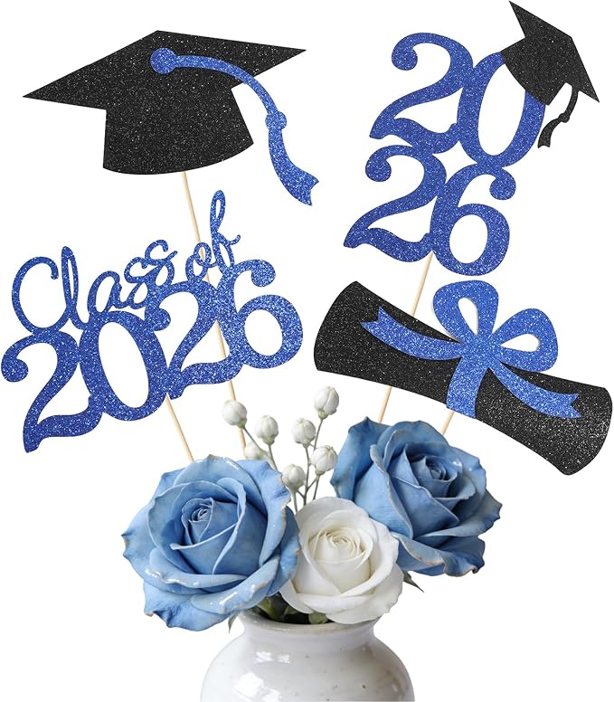 Graduation Decorations 2026 – 16PCS Class of 2026 Graduation Centerpiece Sticks, Grad Cap Table Toppers Party Decorations for High School College Graduation Party Supplies