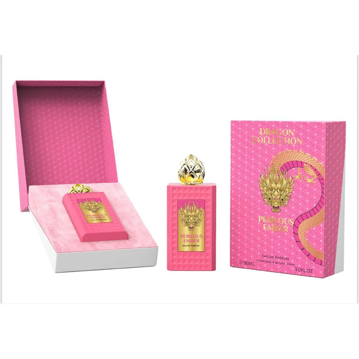 Emper Dragon Collection Perilous Ember EDP Perfume 3.0oz 90ml - Rich Fragrance Inspired by Pink Boa in Elegant Pink Box