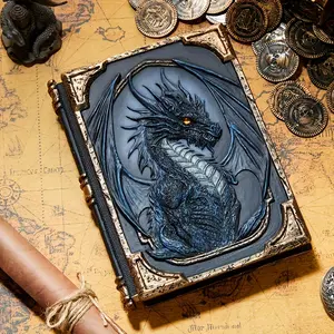 1pc Dragon Embossed Resin Vintage Fantasy Notebook -Plain Ruled Journal For School Supplies, Office Supplies, Sketchbook, Cheap Items, Aesthetic Supplies - Unique Gift For Students, Christmas, Father'S Day Gifts, Stocking Stuffers For Christmas