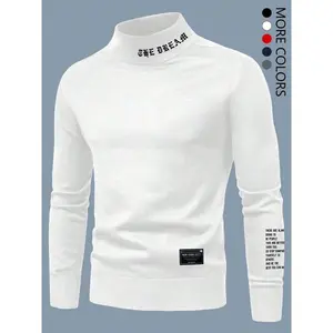 Men's Casual Slim Fit Basic Tops Knitted Lightweight Turtleneck Pullover Sweater, Mens Long-Sleeved Urban Style Sweashirt, Soft And Warm For Everyday Wear In Fall Outfits And Winter Outfits