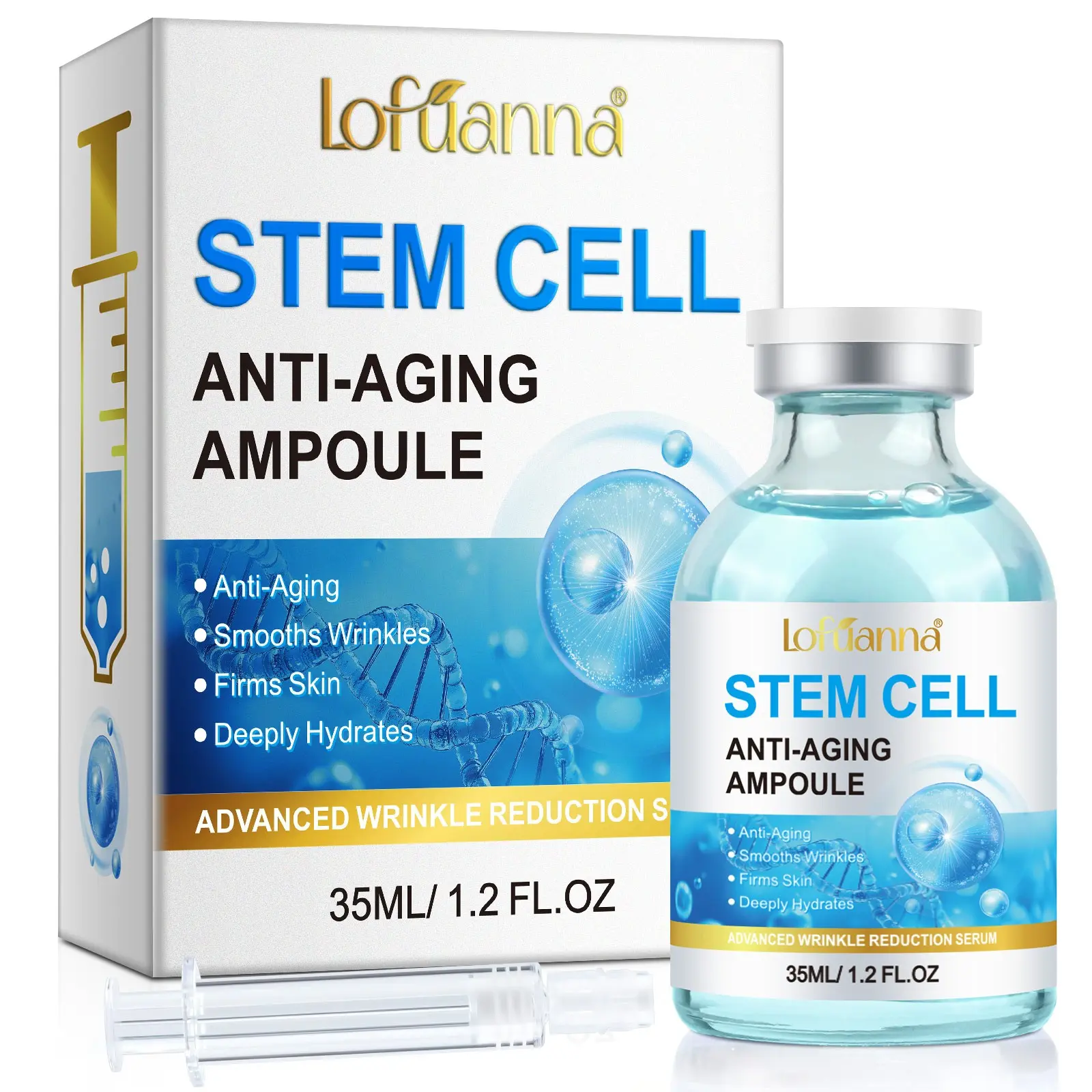 Facial Stem Cell Essence Serum, 2 Ampoules Micro Needle Enhancer, Korean Skincare, Daily Anti Aging, Anti Age Boost, Wrinkle, Scar, Hydrate, Moisturizing, Revitalize Skin, Advanced Anti Aging, Moisturizing