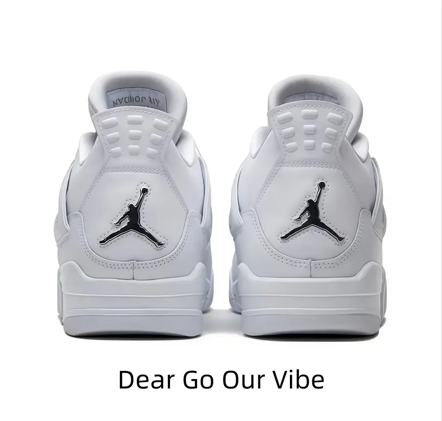 Clean all-white retro basketball sneakers with iconic back logo detailing. Smooth upper brings premium texture, timeless minimalist tone matches every streetwear outfit, perfect for daily wear and sneaker collection.