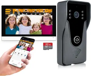 Wireless IP Video Doorbell Intercom System with Wired Power - 7-in WiFi Monitor, Metal HD Door Camera, 32G Card Recording, APP Remote 2-Way Audio, Home Security Unlocking Function