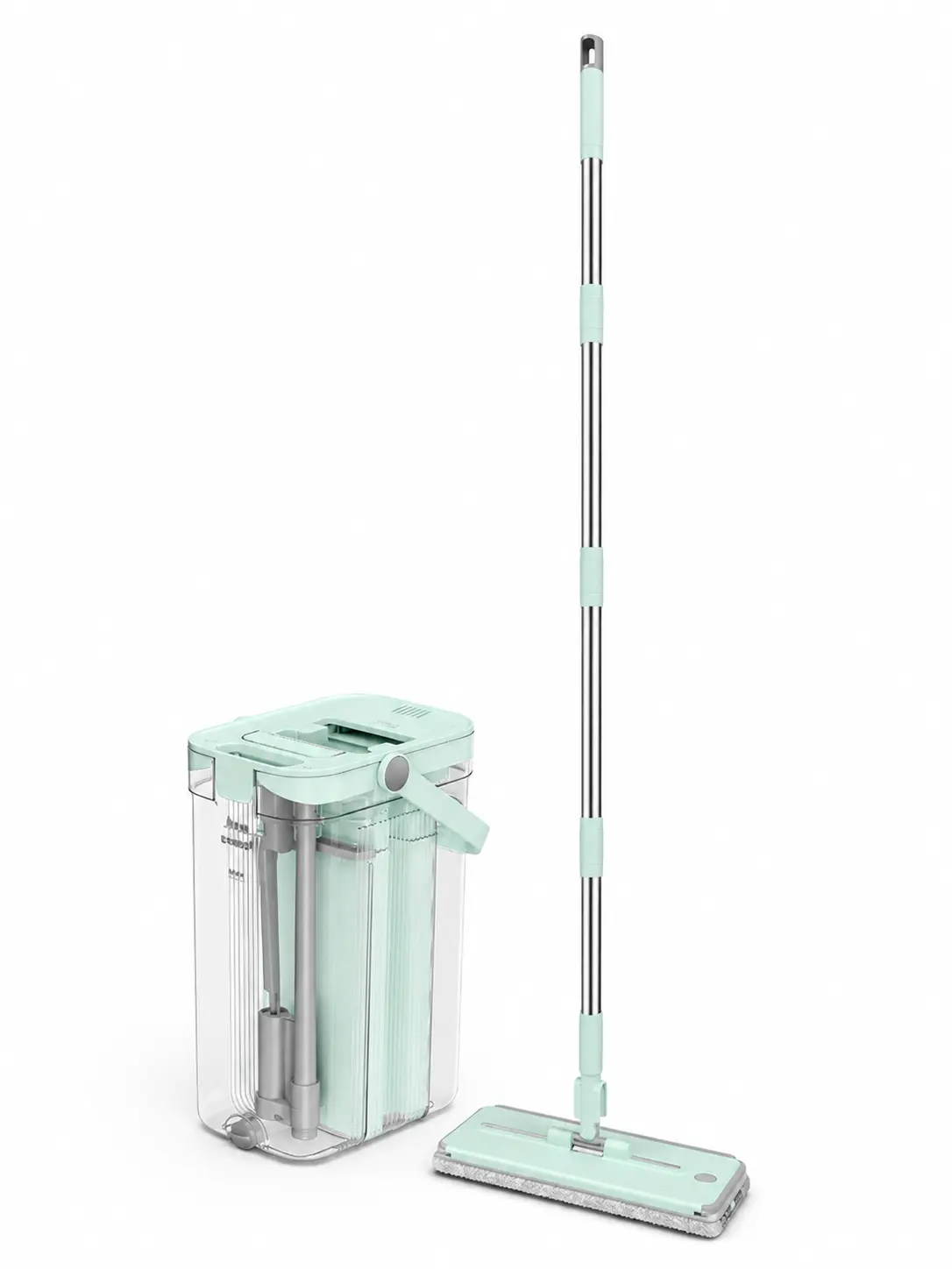 Maryya 3-Tank Hands-Free No-Rinse Flat Mop with Bucket, Clean-Dirty Water Separation System, 360° Rotating Dry-Wet Dual-Use Microfiber Mop for Hardwood, Tile, Kitchen Deep Cleaning
