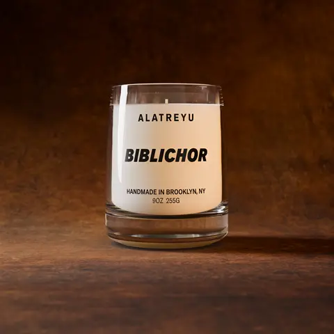 Biblichor Scented Candle, Old Books, Rice Paper and Vanilla, The Smell of Old Books, Hand-Poured Soy Wax Candle, Pay What You Can