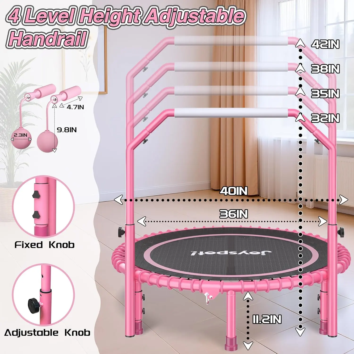 JoySpot 450 LBS Foldable Trampoline, 40