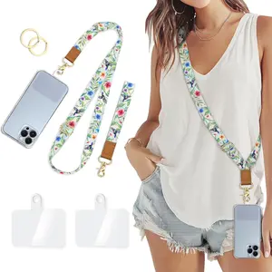Adjustable Bird & Flower Floral Phone Lanyard - Crossbody/Wrist Strap for Smartphones, Cellphones, Mobile Devices, Tech Accessories; Compatible with Car Keys, Keychains, Wallets, ID Badges