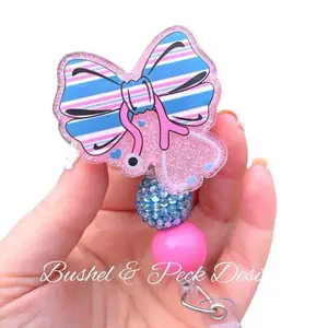 Newborn baby blanket Coquette bow badge reel