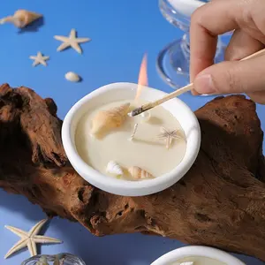 Ocean Themed Bowl Candles, Starfish & Seashell Decorative Candles, Perfect for Beach Party & Home Decor, 1pcs Elegant Candle Design