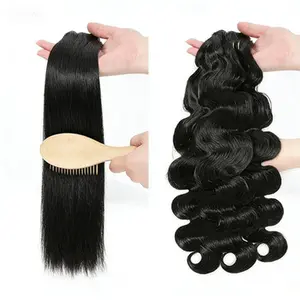 MISS ROLA 16A Raw Human Hair Silky Straight Super Double Drawn Body Wave Vietnamese Hair 1 Bundle, Premium 100% Unprocessed Virgin Hair Extensions, Thick Full Ends, Natural Black Silky Soft, Luxury Reusable Hair